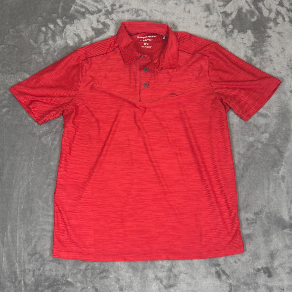 Tommy Bahama Polo Shirt Mens Medium Red IslandZone Recycled Golf Casual